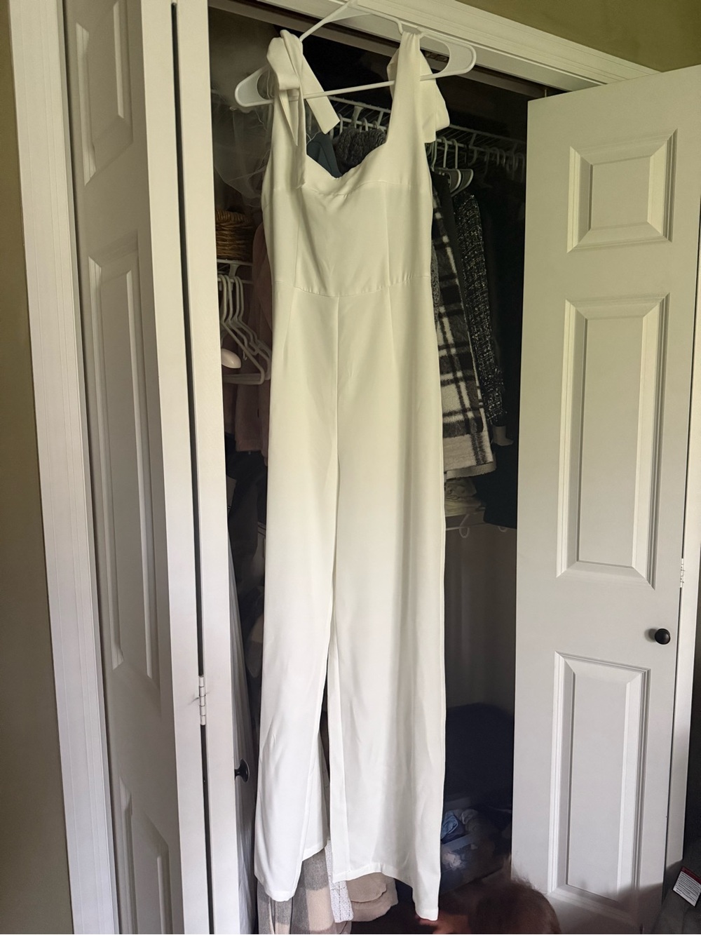 Cider Women’s White Wide-Leg Jumpsuit with Tie Straps